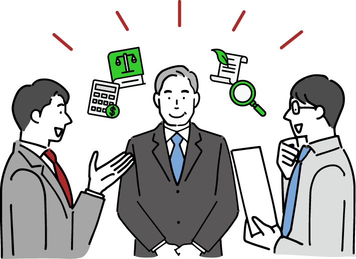 当社の専門スタッフと提携士業チームが一括管理